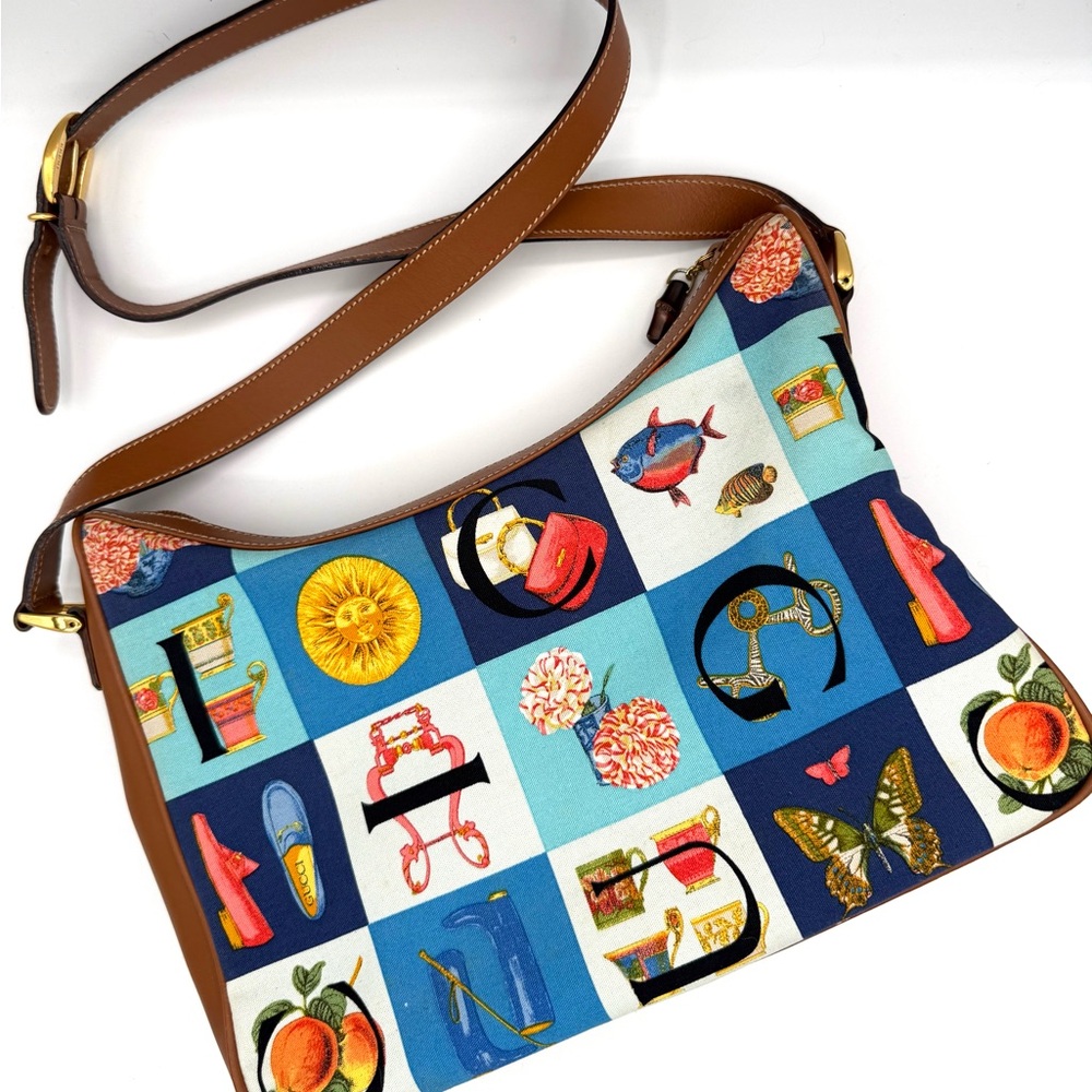 Gucci Alphabet Patchwork Blue Multi Canvas Crossb… - image 1